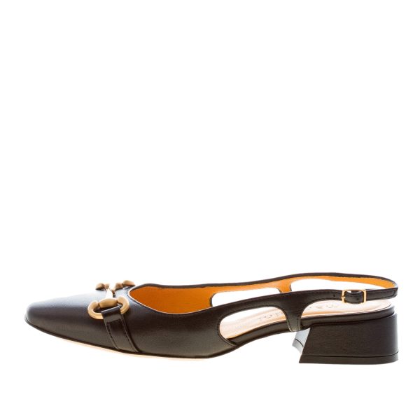 MARA BINI donna scarpa slingback Gilda in pelle NERO con morsetto. Tacco 3,5 cm