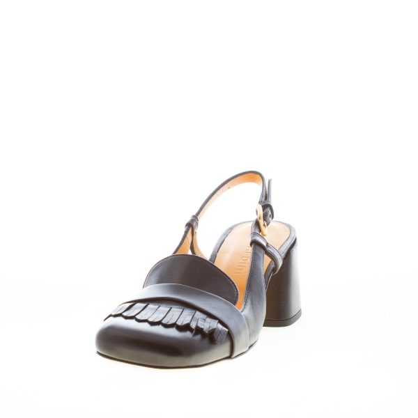MARA BINI donna scarpa slingback Tania in pelle NERO con frangia. Tacco 5,5 cm - immagine 2