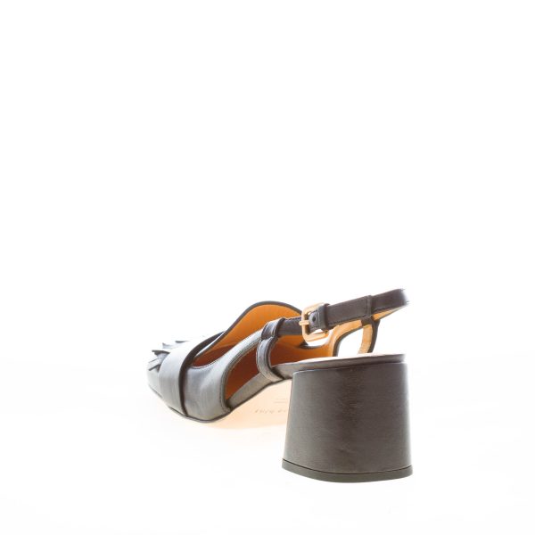 MARA BINI donna scarpa slingback Tania in pelle NERO con frangia. Tacco 5,5 cm - immagine 3
