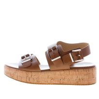 MICHAEL KORS donna sandalo Colby Flatform in pelle CUOIO. Zeppa in  sughero 5 cm