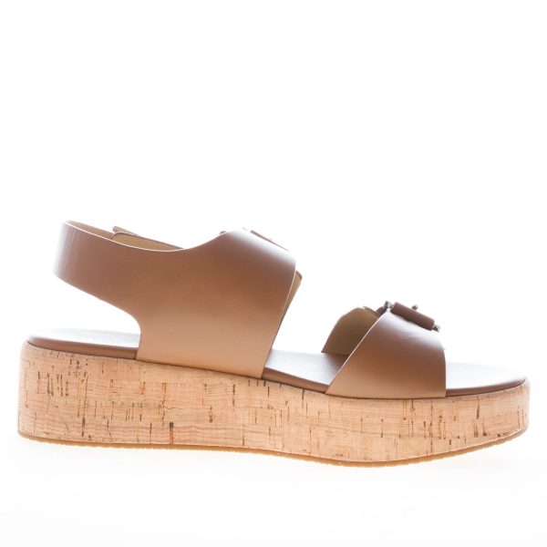 MICHAEL KORS donna sandalo Colby Flatform in pelle CUOIO. Zeppa in  sughero 5 cm - immagine 4