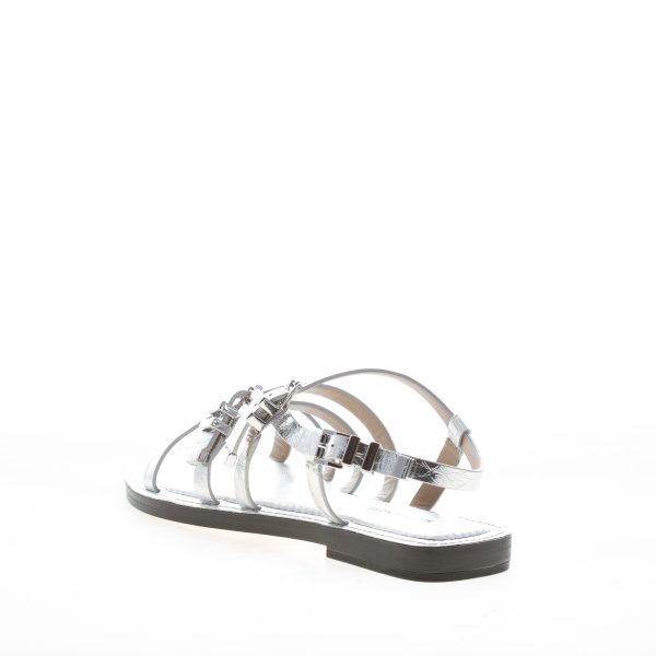 MICHAEL KORS donna sandalo infradito Darrington Flat in pelle metallizzata ARGENTO - immagine 3