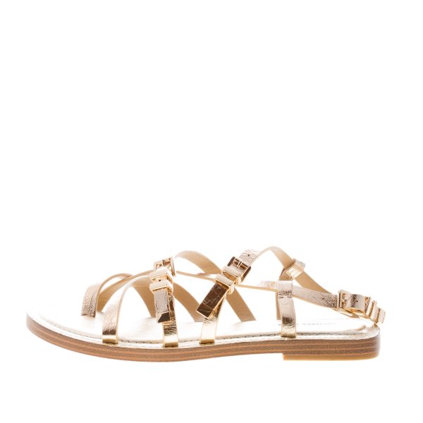 MICHAEL KORS donna sandalo infradito Darrington Flat in pelle metallizzata ORO
