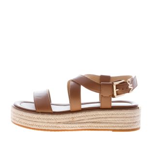 MICHAEL KORS donna sandalo Lynn Espadrille in pelle CUOIO. Zeppa in  corda 4,5 cm