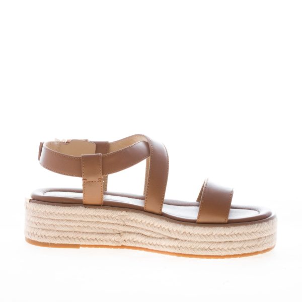 MICHAEL KORS donna sandalo Lynn Espadrille in pelle CUOIO. Zeppa in  corda 4,5 cm - immagine 4