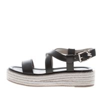 MICHAEL KORS donna sandalo Lynn Espadrille in pelle NERO. Zeppa in  corda 4,5 cm