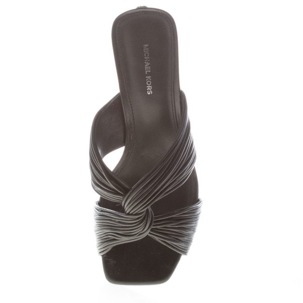 MICHAEL KORS donna sandalo slide Alessia Mule in eco-pelle NERO con nodo. Tacco 8 cm - immagine 5