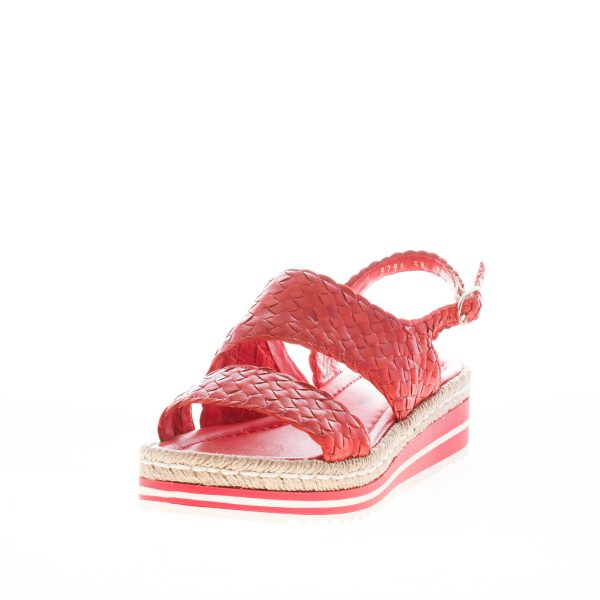 PONS QUINTANA (Mariacristina) donna sandalo Milan in pelle intrecciata ARANCIONE. Zeppa 4 cm - immagine 2