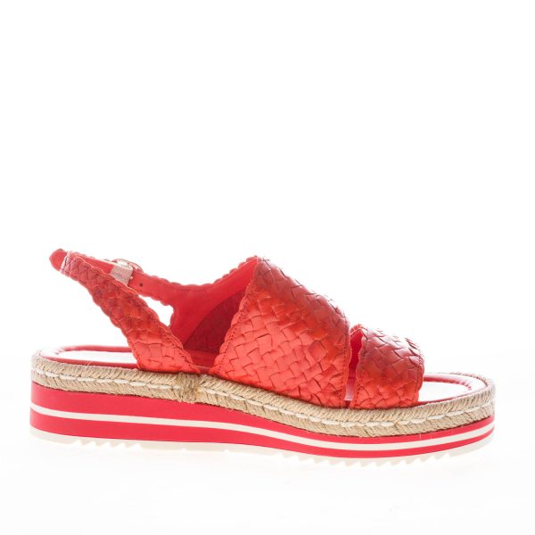 PONS QUINTANA (Mariacristina) donna sandalo Milan in pelle intrecciata ARANCIONE. Zeppa 4 cm - immagine 4