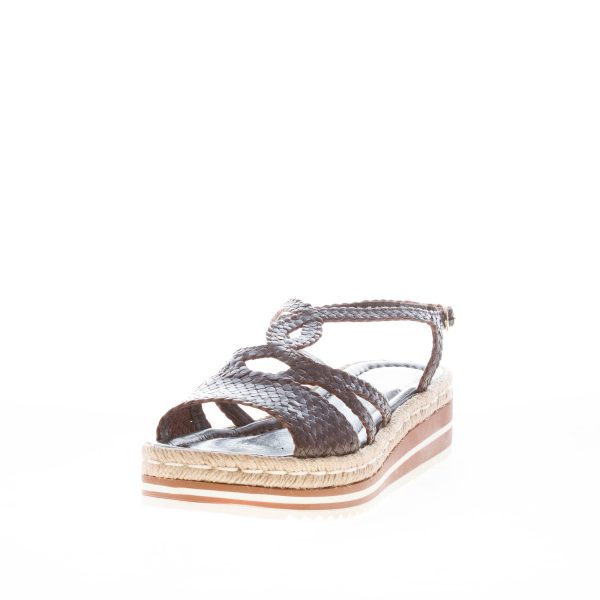PONS QUINTANA (Mariacristina) donna sandalo Milan in pelle intrecciata CAFFE'. Zeppa 4 cm - immagine 2