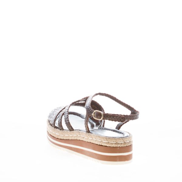 PONS QUINTANA (Mariacristina) donna sandalo Milan in pelle intrecciata CAFFE'. Zeppa 4 cm - immagine 3