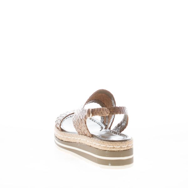 PONS QUINTANA (Mariacristina) donna sandalo Milan in pelle intrecciata MARRONE ALGA. Zeppa 4 cm - immagine 3