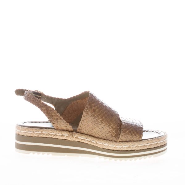 PONS QUINTANA (Mariacristina) donna sandalo Milan in pelle intrecciata MARRONE ALGA. Zeppa 4 cm - immagine 4