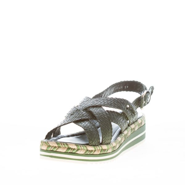 PONS QUINTANA (Mariacristina) donna sandalo Milan in pelle intrecciata MUSCHIO. Zeppa 4 cm - immagine 2