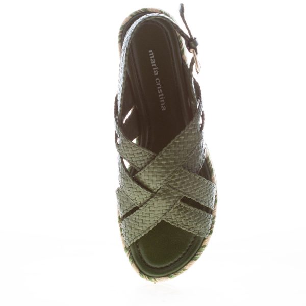 PONS QUINTANA (Mariacristina) donna sandalo Milan in pelle intrecciata MUSCHIO. Zeppa 4 cm - immagine 5