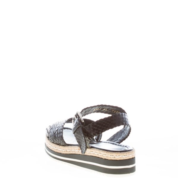 PONS QUINTANA (Mariacristina) donna sandalo Milan in pelle intrecciata NERO. Zeppa 4 cm - immagine 3