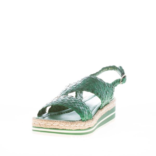 PONS QUINTANA (Mariacristina) donna sandalo Milan in pelle intrecciata VERDE. Zeppa 4 cm - immagine 2