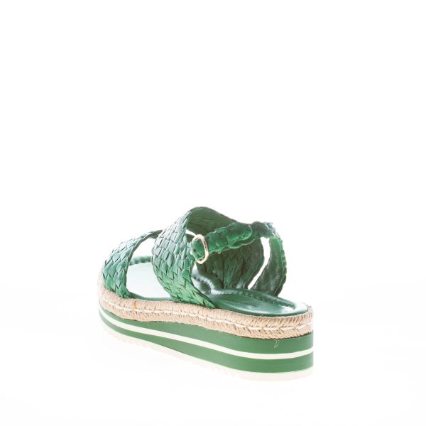 PONS QUINTANA (Mariacristina) donna sandalo Milan in pelle intrecciata VERDE. Zeppa 4 cm - immagine 3