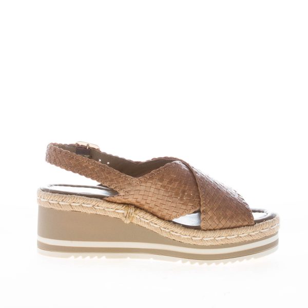 PONS QUINTANA (Mariacristina) donna sandalo zeppa Padova in pelle intrecciata MARRONE ALGA. Tacco 6 cm - immagine 4