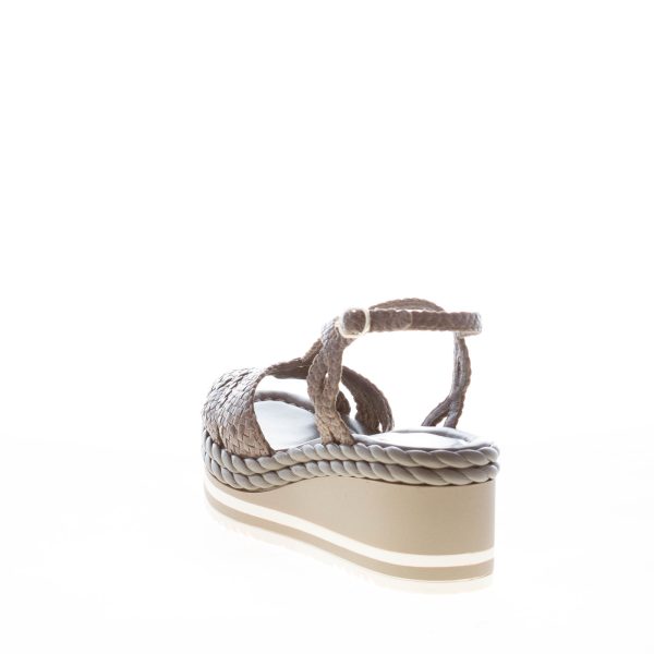 PONS QUINTANA (Mariacristina) donna sandalo zeppa Padova in pelle intrecciata SMOKE. Tacco 6 cm - immagine 3