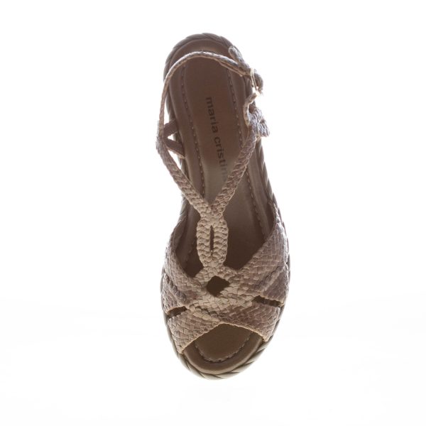 PONS QUINTANA (Mariacristina) donna sandalo zeppa Padova in pelle intrecciata SMOKE. Tacco 6 cm - immagine 5