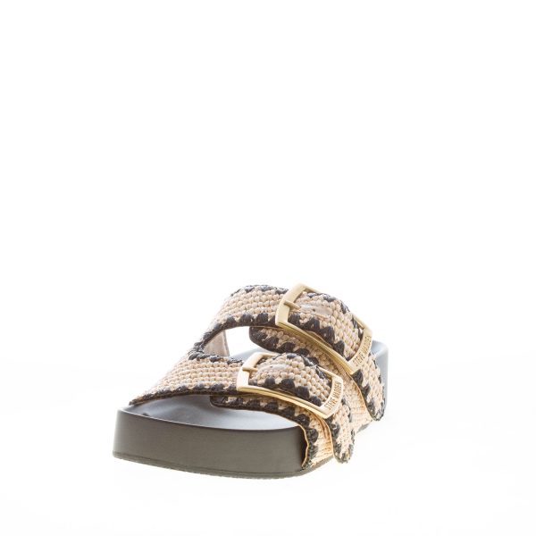 STEVE MADDEN donna sandalo ciabatta On Deck in rafia NATURALE e NERO con fibbie - immagine 2