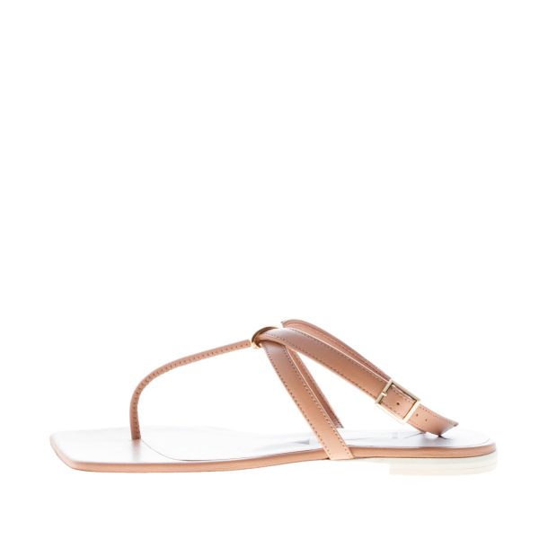 VICINI sandalo infradito basso in nappa ROSA NUDE. Tacco 1 cm