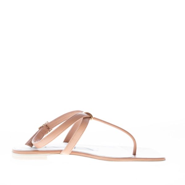VICINI sandalo infradito basso in nappa ROSA NUDE. Tacco 1 cm - immagine 4