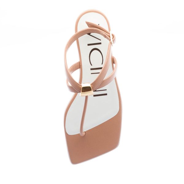 VICINI sandalo infradito basso in nappa ROSA NUDE. Tacco 1 cm - immagine 5