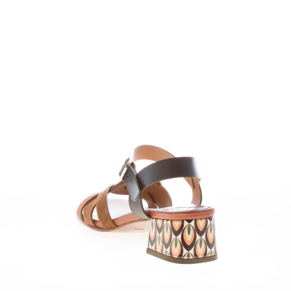 CHIE MIHARA donna sandalo Quaura in camoscio MARRONE e pelle NERO. Tacco 4,5 cm - immagine 3