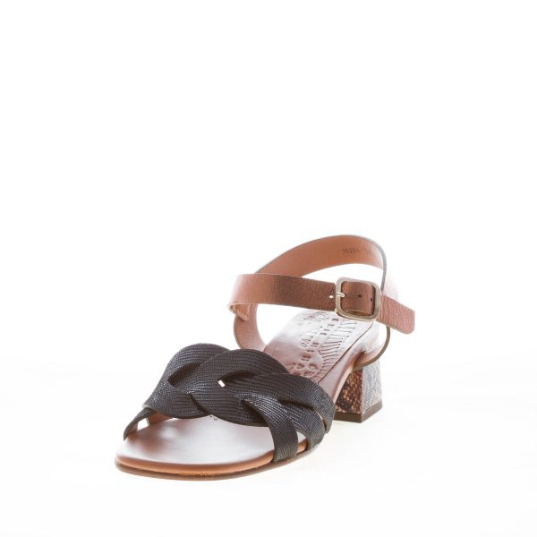 CHIE MIHARA donna sandalo Quaura44 in pelle stampa tejus NERO più bronzo. Tacco 4,5 cm - immagine 2