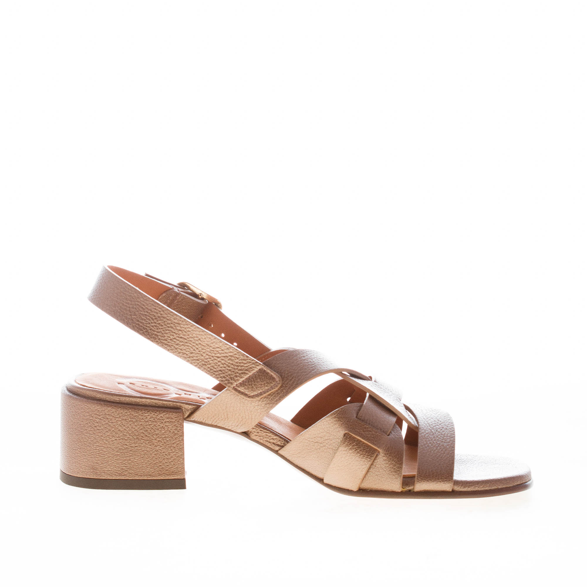 CHIE MIHARA donna sandalo Quori in pelle martellata MOKA. Tacco 4,5 cm - immagine 4