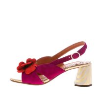 CHIE MIHARA donna sandalo Rutina46 in camoscio PRUGNA con fiore. Tacco 6,5 cm