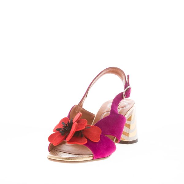 CHIE MIHARA donna sandalo Rutina46 in camoscio PRUGNA con fiore. Tacco 6,5 cm - immagine 2