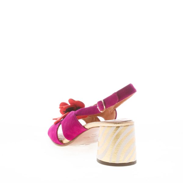 CHIE MIHARA donna sandalo Rutina46 in camoscio PRUGNA con fiore. Tacco 6,5 cm - immagine 3