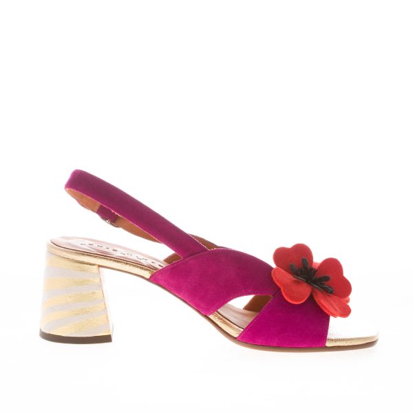CHIE MIHARA donna sandalo Rutina46 in camoscio PRUGNA con fiore. Tacco 6,5 cm - immagine 4