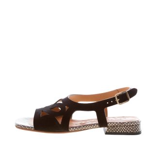 CHIE MIHARA donna sandalo Tanzo in camoscio NERO. Tacco 2 cm