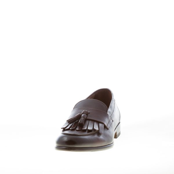 DOUCAL'S uomo mocassino in pelle TESTA DI MORO con frangia e nappine. Suola in cuoio - immagine 2