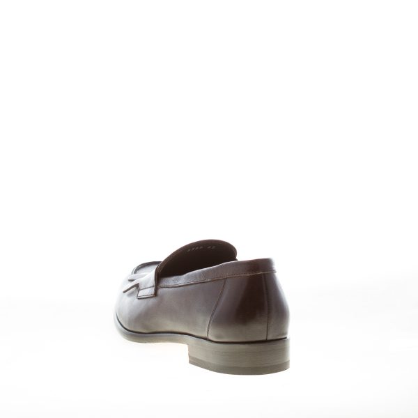 DOUCAL'S uomo mocassino in pelle TESTA DI MORO con frangia e nappine. Suola in cuoio - immagine 3