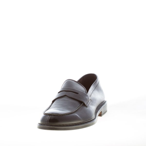 DOUCAL'S uomo mocassino penny in pelle NERO con mascherina. Suola cuoio - immagine 2