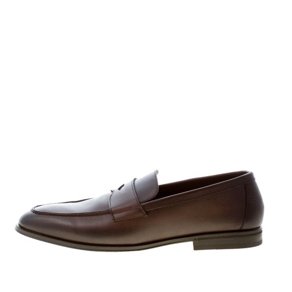 DOUCAL'S uomo mocassino penny in pelle TESTA DI MORO con mascherina. Suola gomma