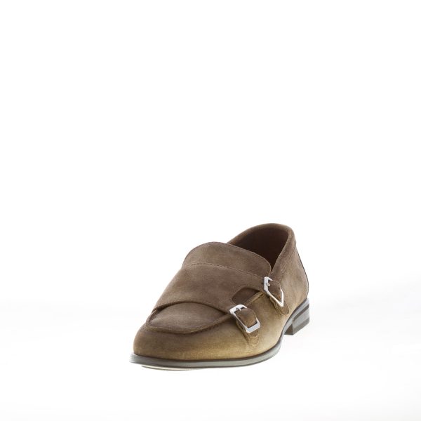 DOUCAL'S uomo scarpa doppia fibbia in camoscio VERDE OLIVA. Suola gomma - immagine 2