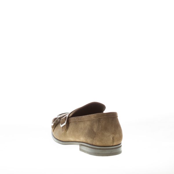 DOUCAL'S uomo scarpa doppia fibbia in camoscio VERDE OLIVA. Suola gomma - immagine 3