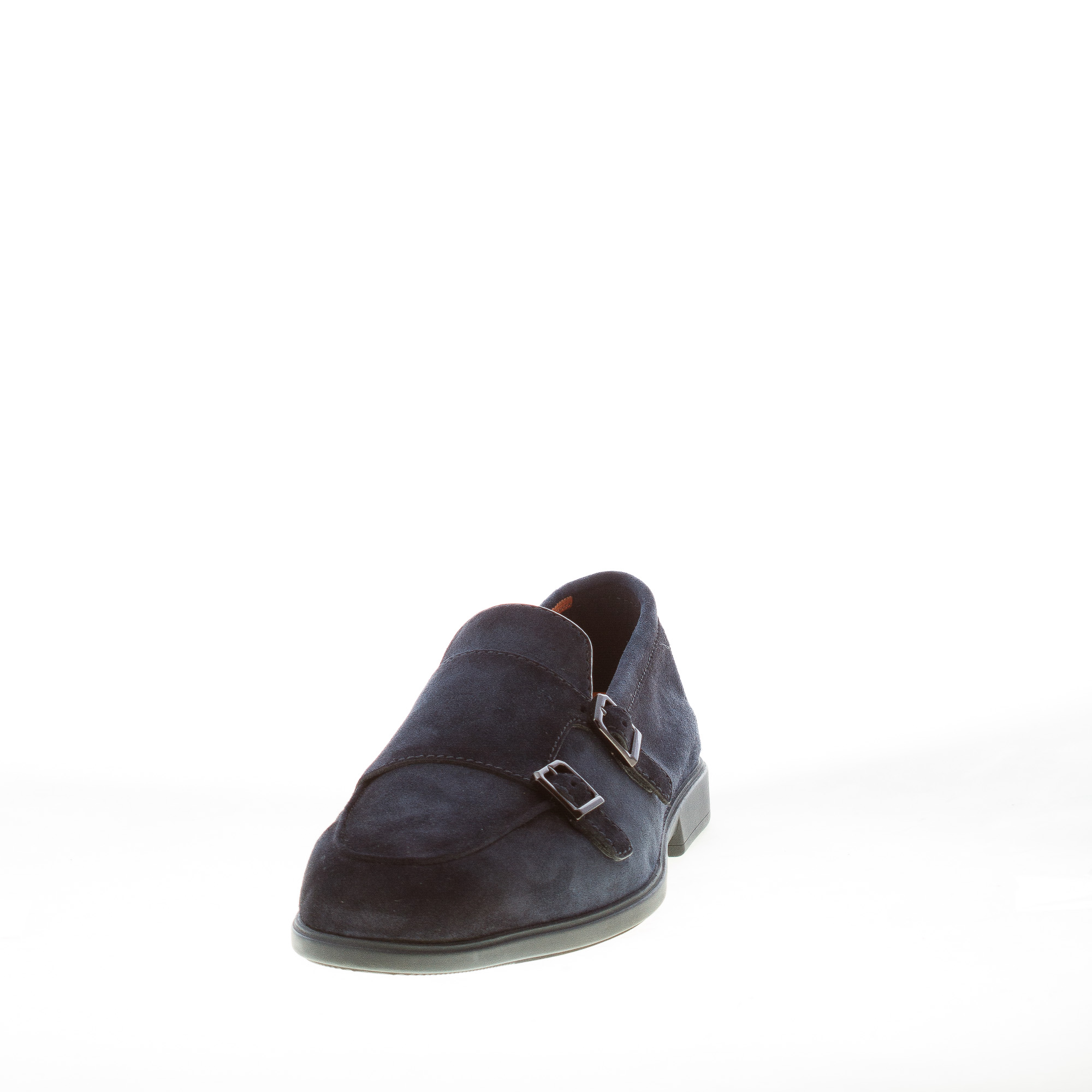 SANTONI uomo mocassino con doppia fibbia in camoscio BLU. Suola gomma – Bild 2