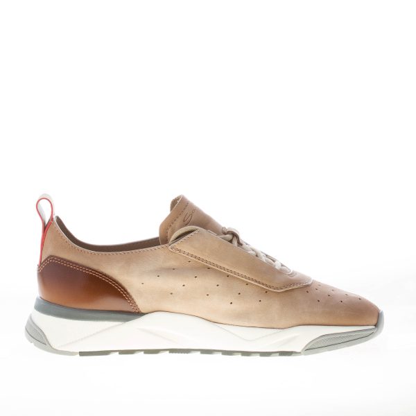 SANTONI uomo sneaker running in nabuk BEIGE e marrone - immagine 4
