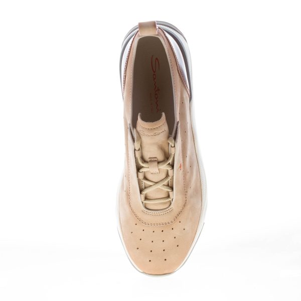 SANTONI uomo sneaker running in nabuk BEIGE e marrone - immagine 5