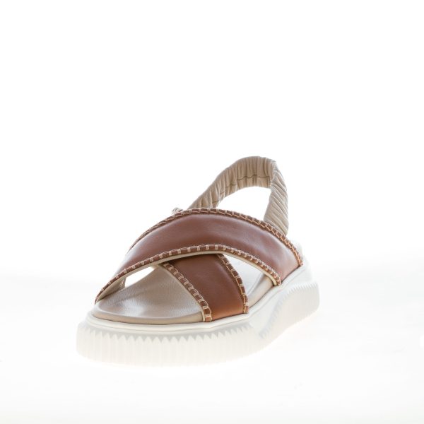 VOILE BLANCHE donna sandalo Swami in pelle MARRONE e BEIGE. Zeppa 4,5 cm - immagine 2