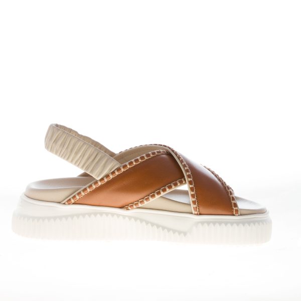 VOILE BLANCHE donna sandalo Swami in pelle MARRONE e BEIGE. Zeppa 4,5 cm - immagine 4