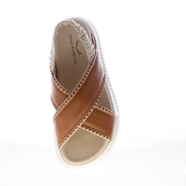 VOILE BLANCHE donna sandalo Swami in pelle MARRONE e BEIGE. Zeppa 4,5 cm - immagine 5