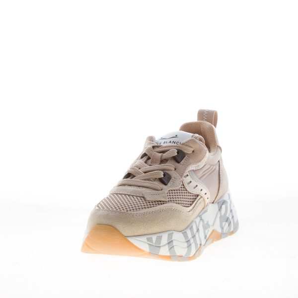 VOILE BLANCHE donna sneaker Club105 in camoscio e tessuto a rete BEIGE e platino - immagine 2